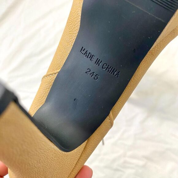 NEW Tan Cream High Heel Buckle Ren Fair Witchy Wench Platform Lace Up Boots 7.5 - Picture 7 of 8